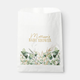 Bolsa De Papel Eucalyptus Greenery Green Leaf & Gold Baby Shower