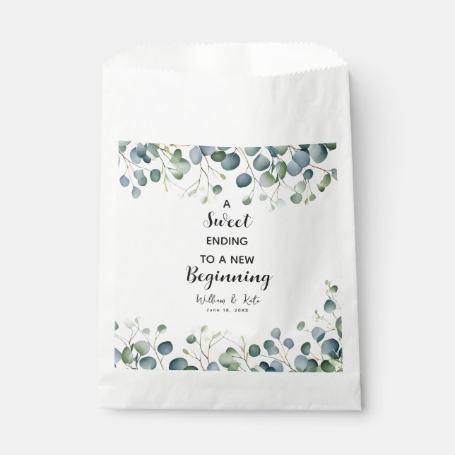 Bolsa De Papel Eucalyptus Wedding Favor Bag Sweet End (Anverso)