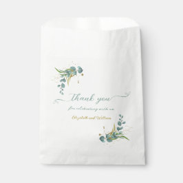Bolsa De Papel Eucalyptus Y Gold Boda Gracias