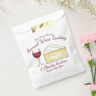 Bolsa De Papel Evento benéfico de quesos con vidrio de vino rojo