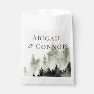 Bolsa De Papel Evergreen Mountain Mist Rústico Invierno Gris Blan