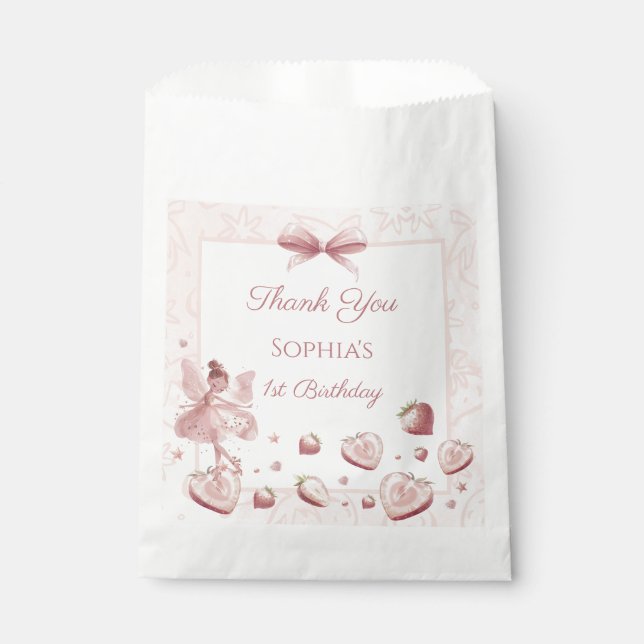 Bolsa De Papel Fairy Chica Strawberry Berry Happy Birday (Anverso)