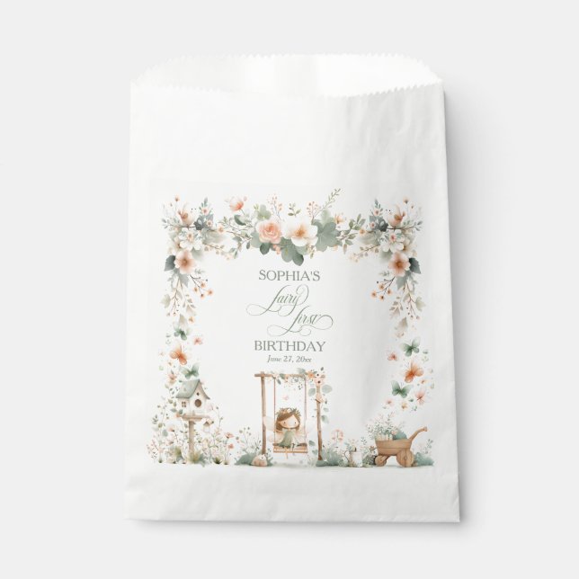 Bolsa De Papel Fairy First Birthday Party Personalized (Anverso)