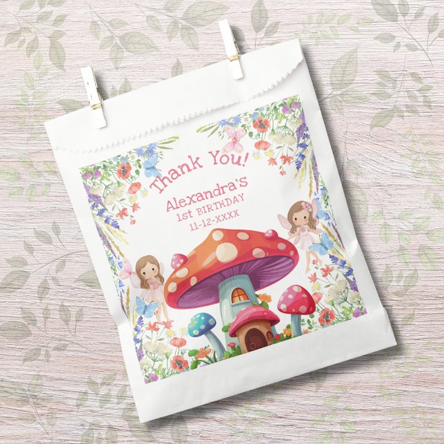 Bolsa De Papel Fairy First Floral Chica First Birthday Gracias (Subido por el creador)