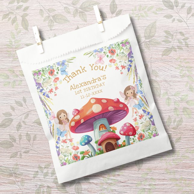 Bolsa De Papel Fairy First Floral Chica First Birthday Gracias (Subido por el creador)