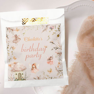Bolsa De Papel Fairy Mushroom Cottage Boho Watercolor Cumpleaños