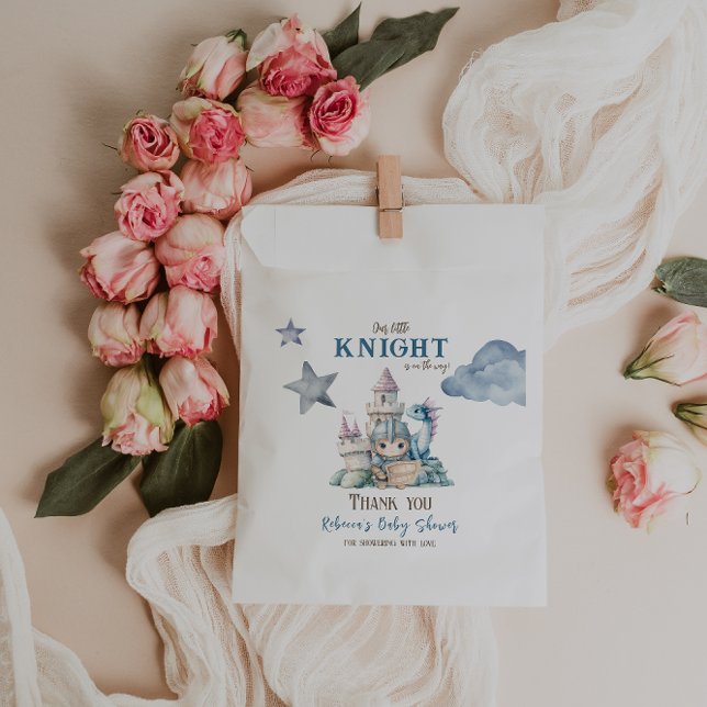 Bolsa De Papel Fairytale Dreamy Dragon Blue Knight Baby Shower (Subido por el creador)