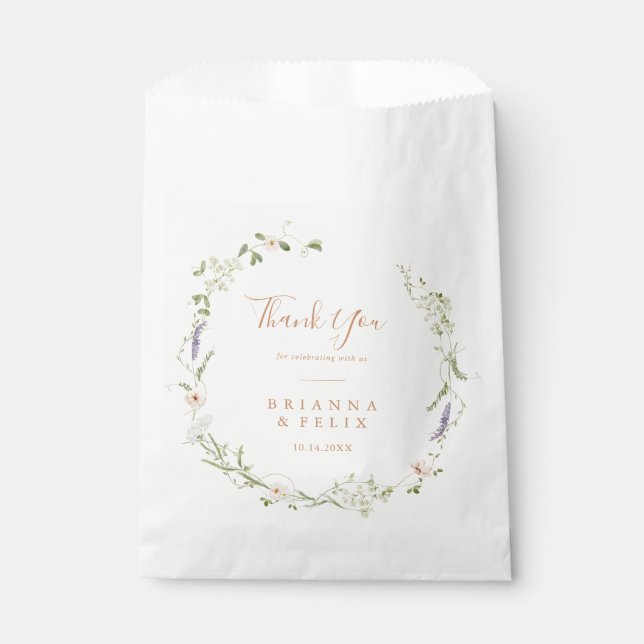 Bolsa De Papel Fall Garden Wildflower Gracias Boda (Anverso)