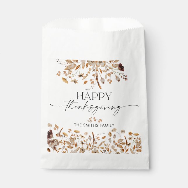 Bolsa De Papel Fall Leaves Thanksgiving Dinner Favor Bags (Anverso)