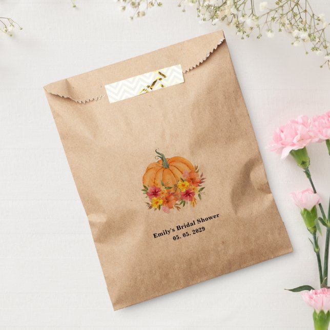 Bolsa De Papel Fall Pumpkin Bridal Shower Kraft (Sellado)