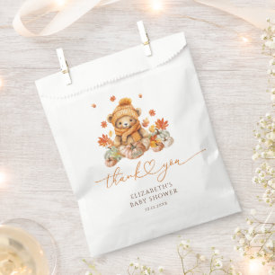 Bolsa De Papel Fall Teddy Bear Pumpkin Baby Shower