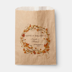 Bolsa De Papel Fall Wreath amargo Rústico Elegante Boda