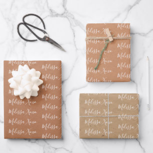 Bolsa de papel Falso con letra manuscrita moderna