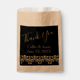 Bolsa De Papel Fancy Gold Lettering on Black Gracias a Favor Bag