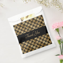 Bolsa De Papel Fans geométricos elegantes de oro y arte negro