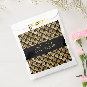 Bolsa De Papel Fans geométricos elegantes de oro y arte negro