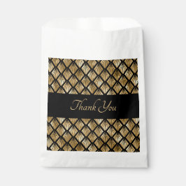 Bolsa De Papel Fans geométricos elegantes de oro y arte negro