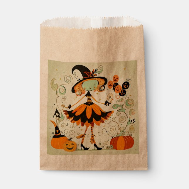 Bolsa De Papel fantasioso/ bruja/ calabaza/ otoño (Anverso)