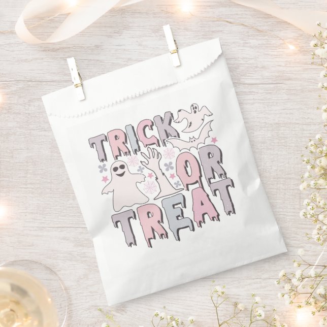Bolsa De Papel Fantasma Bats Pastel Trick o Trate Halloween (Cortado)
