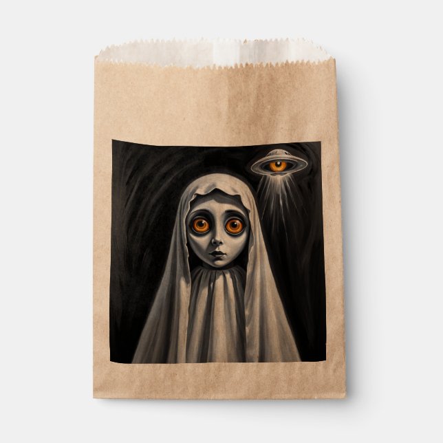 Bolsa De Papel Fantasma de bolsa de Halloween con OVNI (Anverso)