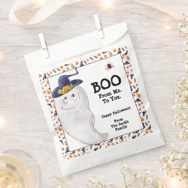 Bolsa De Papel Fantasma feliz personalizada Halloween (Cortado)