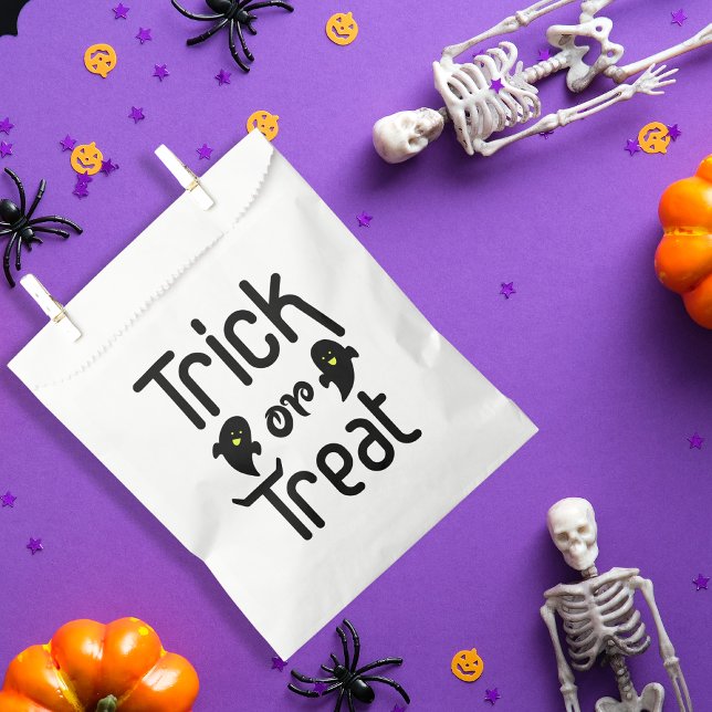 Bolsa De Papel Fantasma negra de Halloween (Trick or Treat Halloween Black ghosts Favor Bag)