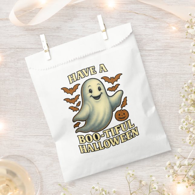 Bolsa De Papel Fantasma Purpurinoso "Ten un hermoso Fiesta de Hal (Cortado)