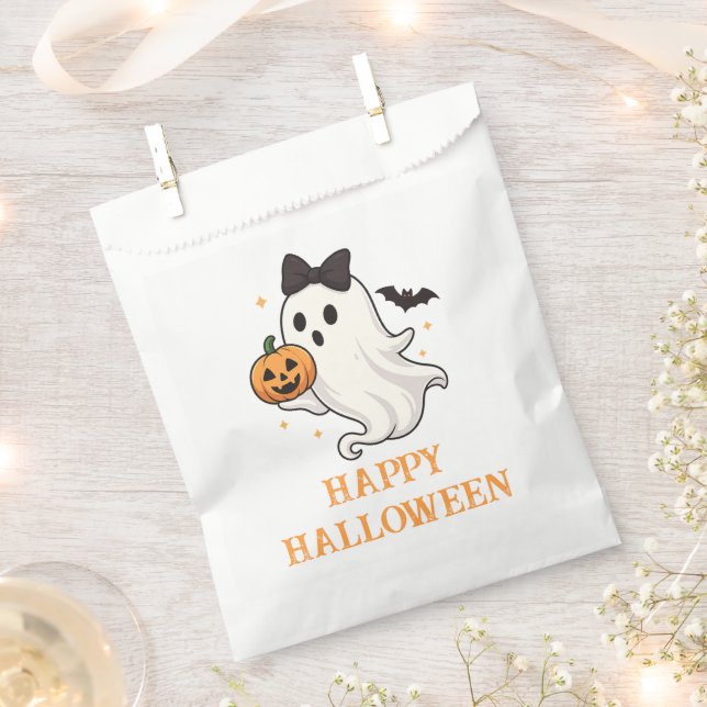 Bolsa De Papel Fantasma suave con barba y calabaza | Halloween (Cortado)