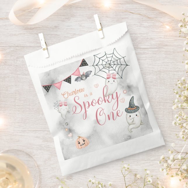 Bolsa De Papel Fantasma Un Chica Halloween Primer cumpleaños (Cortado)