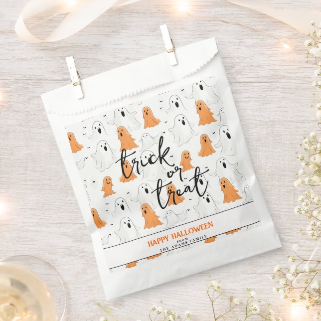 Bolsa De Papel Fantasmas de Halloween con trucos o trucos (Cortado)