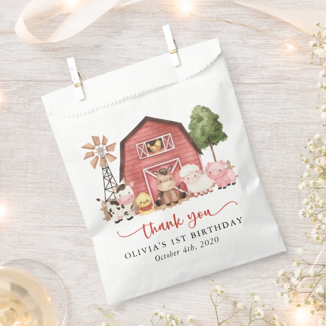 Bolsa De Papel Farm Animals, Cute Animals, Barn, First Birthday (Cortado)