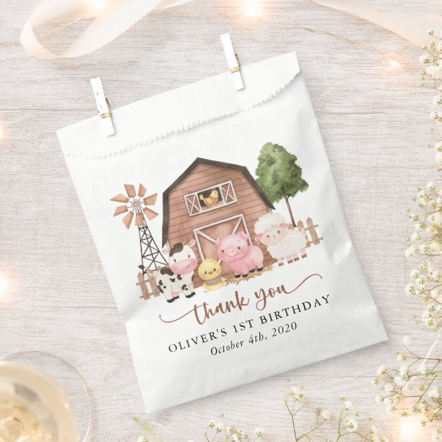 Bolsa De Papel Farm Animals, Cute Animals, Barn, First Birthday (Cortado)