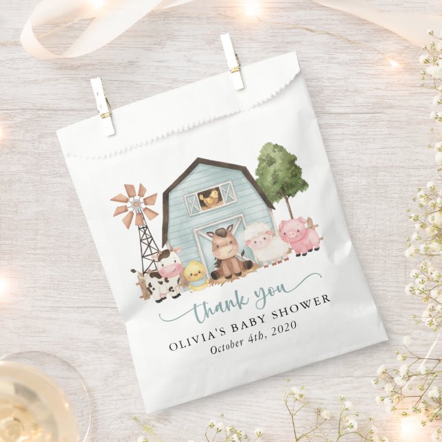Bolsa De Papel Farm Animals, Cute Animals, Blue Barn, Baby Shower (Cortado)