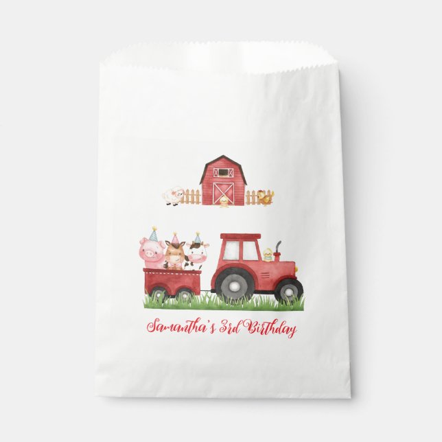Bolsa De Papel Farm Animals Red Boy Barnyard Birthday Party (Anverso)