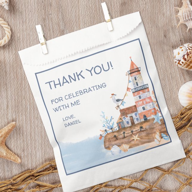 Bolsa De Papel Faro náutico (Personalized nautical themed party favor bags)