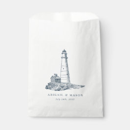 Bolsa De Papel Faro Náutico Marítimo Boda Azul oscuro