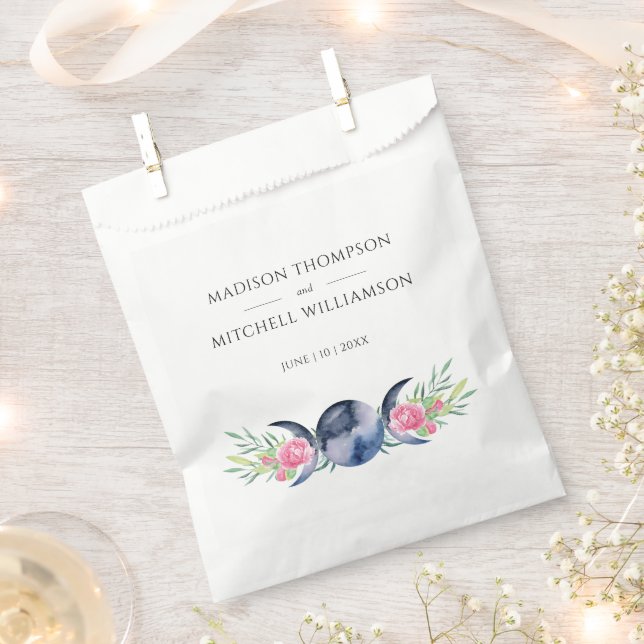 Bolsa De Papel Fase lunar Roses rosas rosas Boda metafísico flora (Cortado)