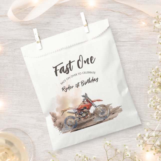Bolsa De Papel Fast One Little Racer First Birthday (Cortado)
