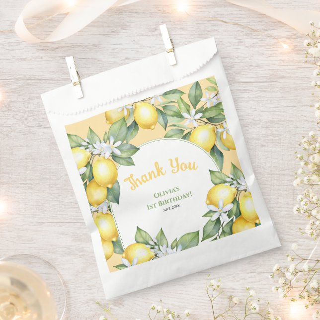 Bolsa De Papel Favor Bag Lemon cumpleaños citru. (Cortado)