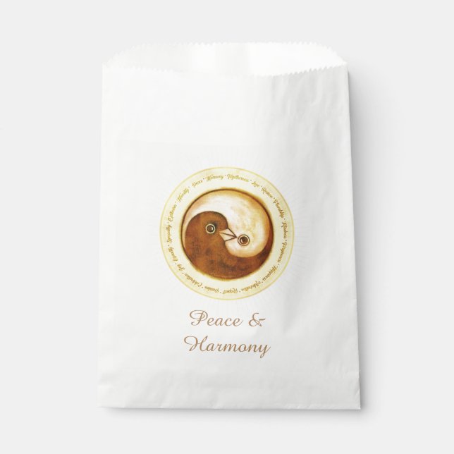 Bolsa De Papel FAVOR BAGS oro YinYang Dove Harmomy (Anverso)