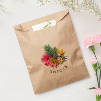 Bolsa De Papel Favor De Aperitivos Florales De Piña Tropical