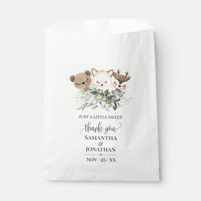 Bolsa De Papel Favor de Baby Shower para animales de bosque de bo (Anverso)
