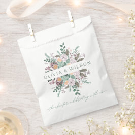 Bolsa De Papel Favor de boda de verde de eucalipto rosa rubor flo