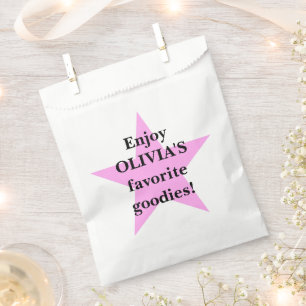 Bolsa De Papel Favor de Caramelo Personalizado Pink Star Fiesta