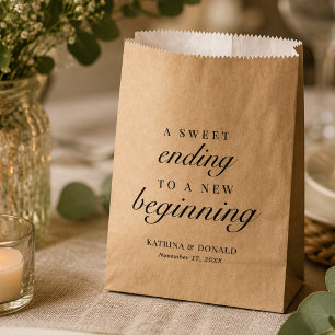 Bolsa De Papel Favor de Final Feliz con Letra Blanca Elegante
