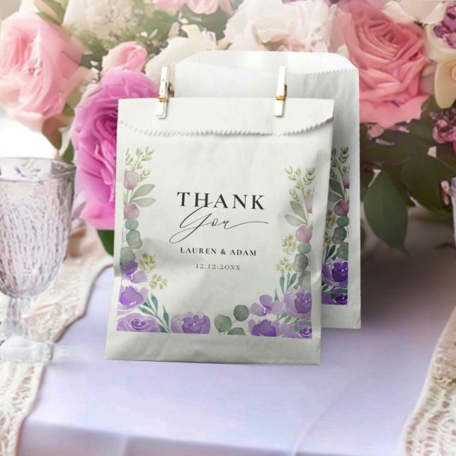 Bolsa De Papel Favor de la boda floral púrpura moderna (Subido por el creador)