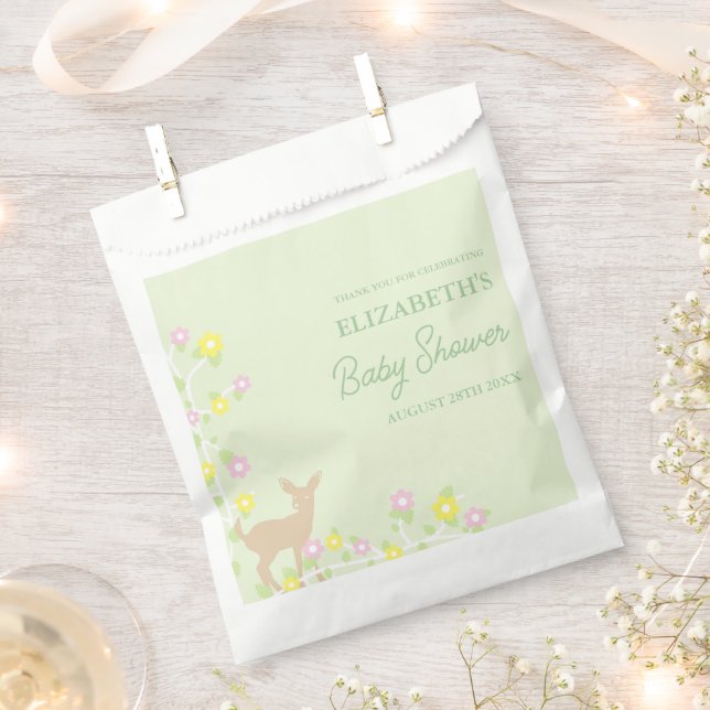 Bolsa De Papel Fawn Floral Girl Baby Shower (Cortado)