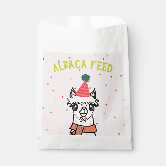 Bolsa De Papel Feed Alpaca Cactus Fiesta Cumpleaños (Anverso)