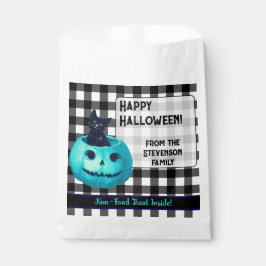 Bolsa De Papel Felices Calabaza Verde azulada de Halloween y toca