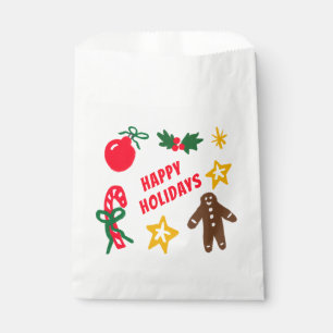 Bolsa De Papel FELICES FIESTAS Dibujo a mano personalizado